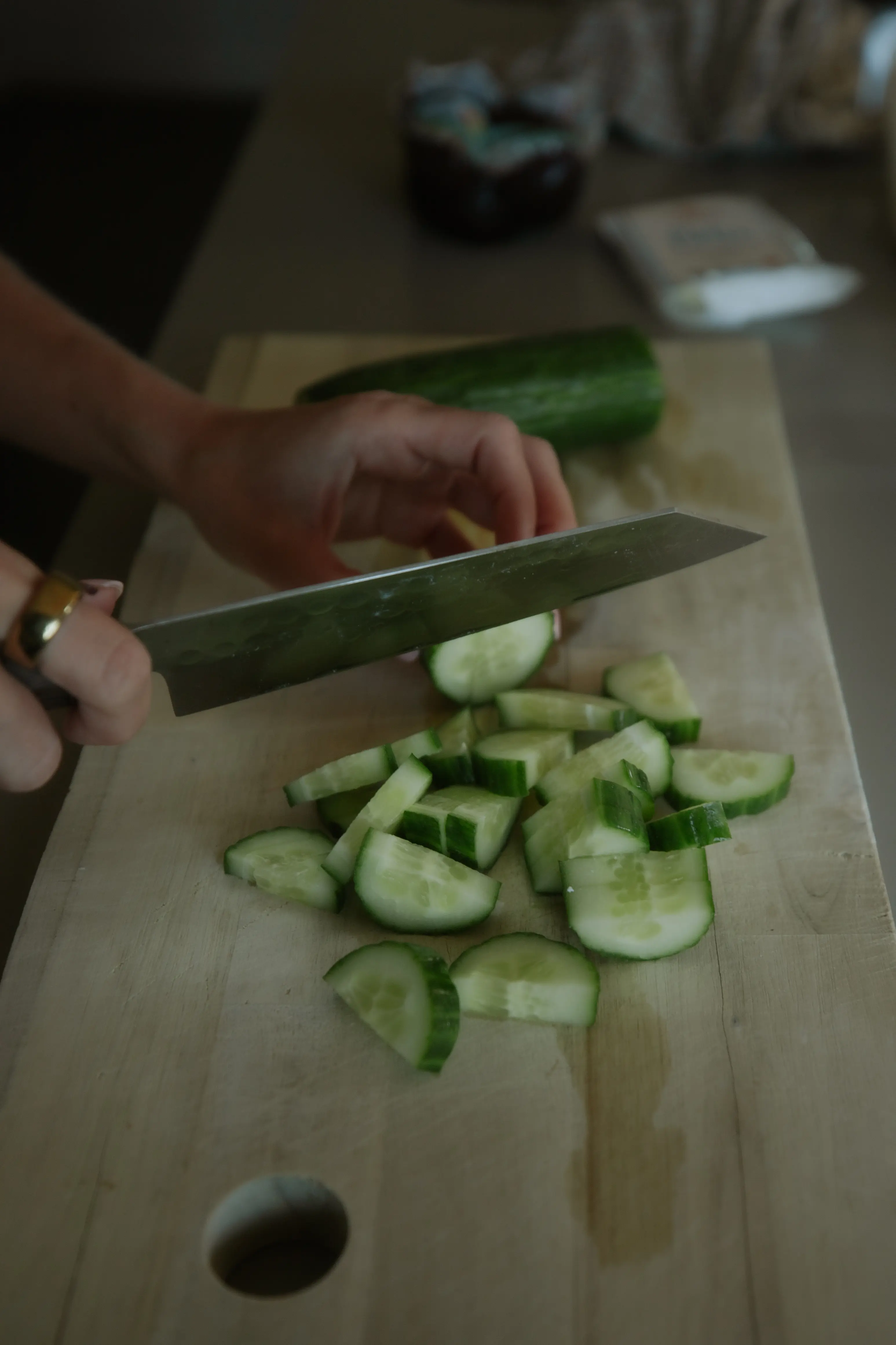 Fresh cucumber slices close-up